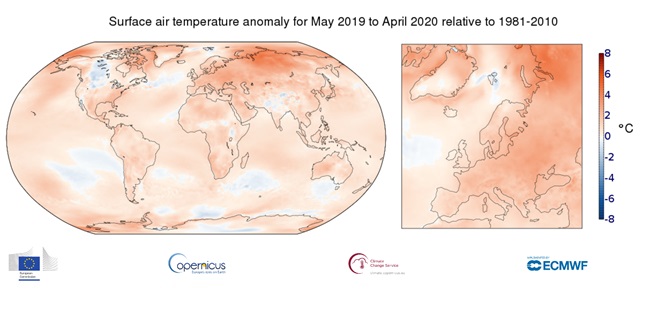 anomalie temperature magio 2019 aprile 2020