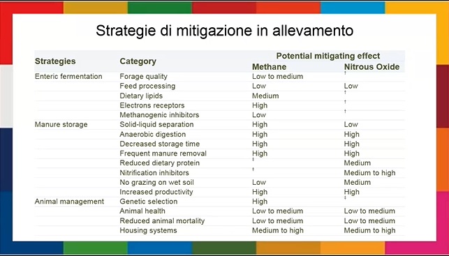 strategie di mitigazione dell'allevamento della filiera alimentare