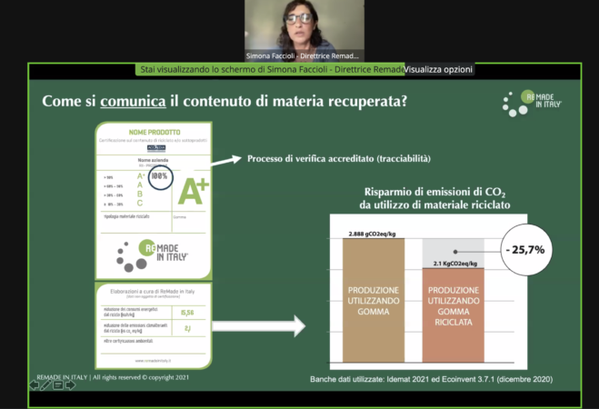 Etichetta che comunica quantità di materia recuperata Etichetta che comunica quantità di materia recuperata