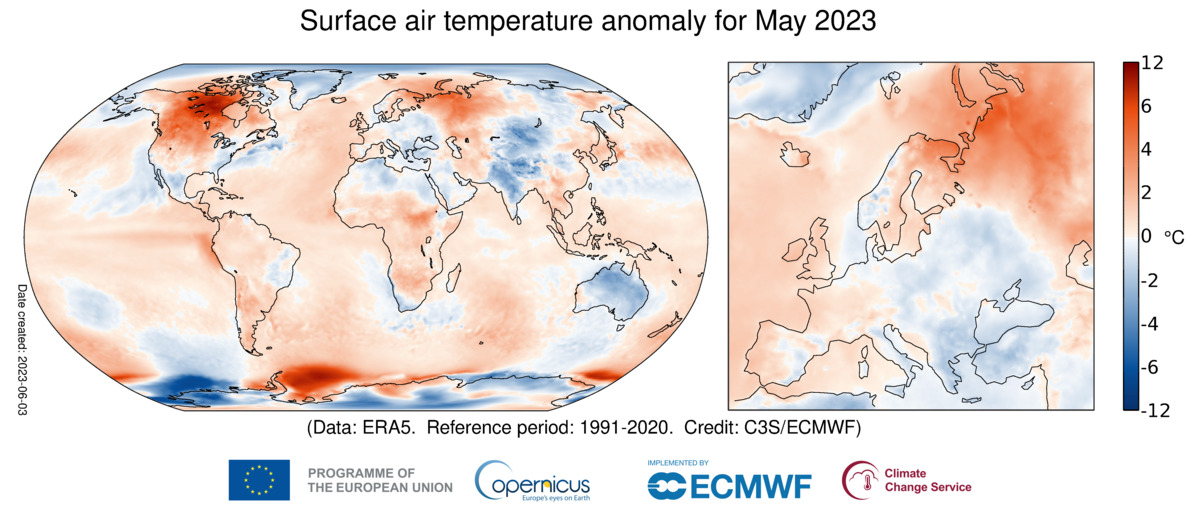 temperature Copernicus maggio 2023