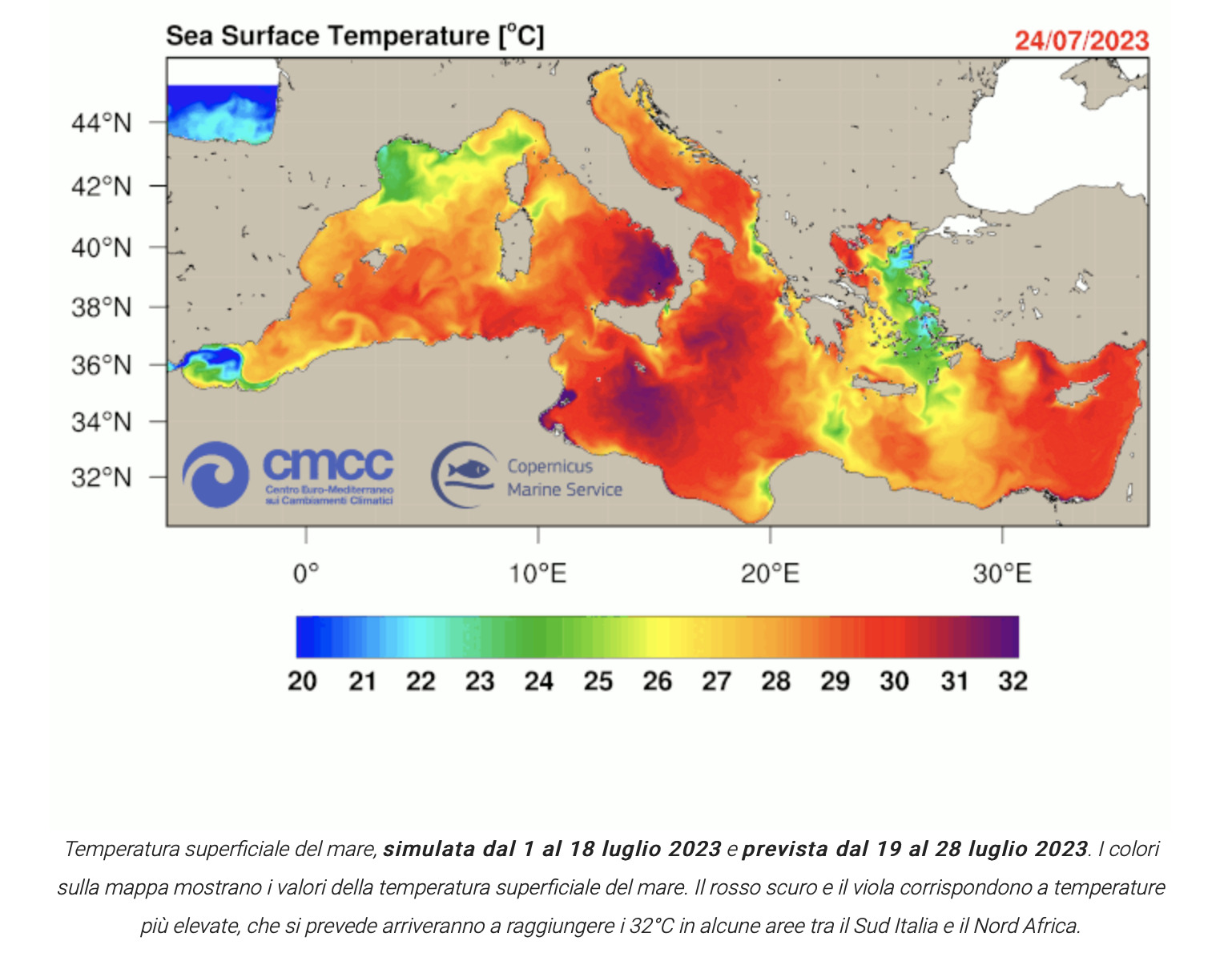Mediterraneo ondata di calore
