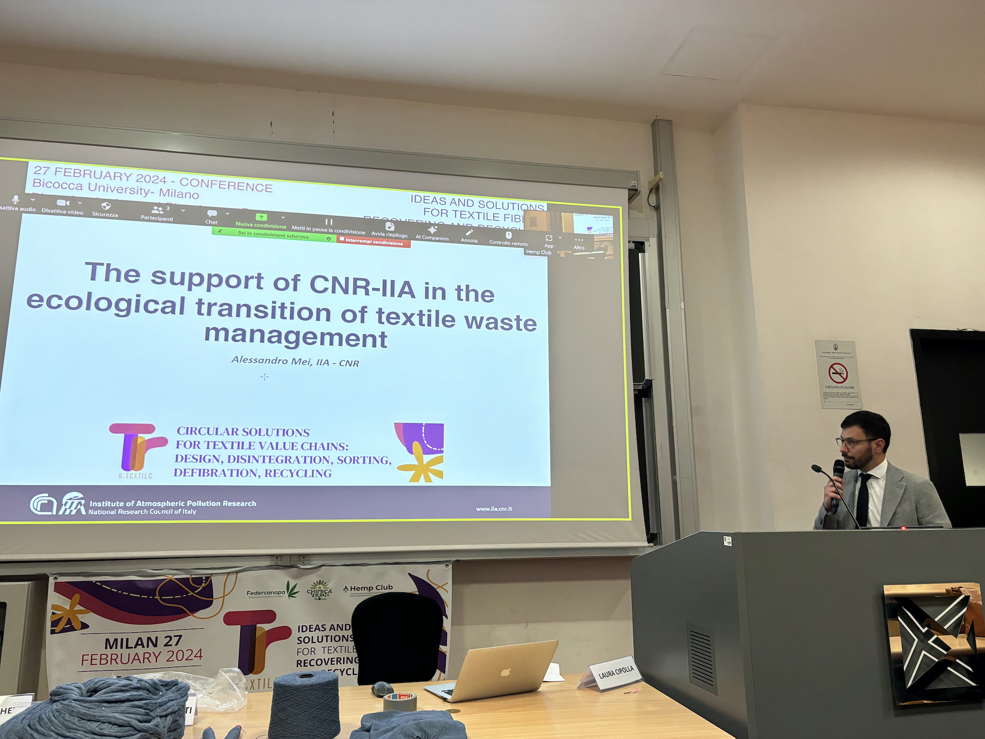 Alessandro Mei, CNR-IIA, riciclo fibre tessili