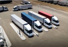 I camion Semi di Tesla presto avranno una rete di ricariche strategica con Pilot rendering stazioni ricarica tesla Semi Charges