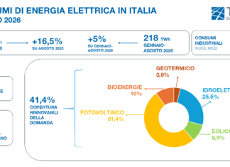 Record storico di consumo elettrico in Italia: ad agosto la domanda vola a 28,9 TWh per il caldo record tabella dei consumi elettrici di Agosto 2026 fonte Terna
